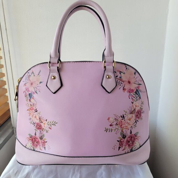 Unbranded Pink Paisley Flowered Vegan Satchel Handbag - Picture 12 of 12